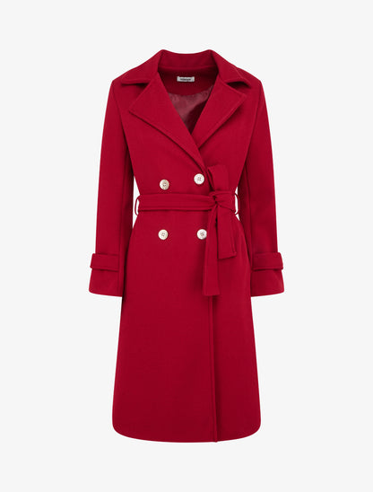 Manteau droit croisé à boutons - Rouge - 1