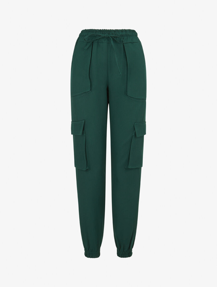 Pantalon cargo uni - Vert - 1