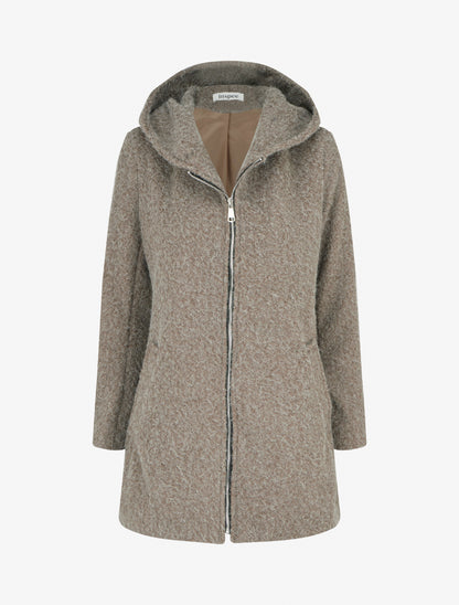 Manteau duveteux à capuche - Taupe - 1