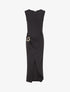 Robe longue fendue à empiècement bijou - Noir - 1