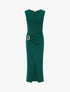 Robe longue fendue à empiècement bijou - Vert sapin - 1