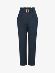 Pantalon de tailleur paperbag - Marine - 1