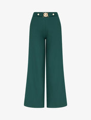 Pantalon droit à ceinture fantaisie - Vert foncé - 1
