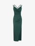 Robe longue ajustée à fente et bretelles - Vert foncé - 1