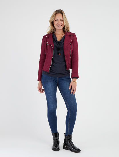 Veste en suédine à fermeture zippée - Prune - 8