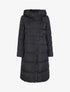 Doudoune longue à capuche et zip en biais - Noir - 1