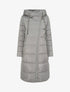 Doudoune longue à capuche et zip en biais - Gris - 1
