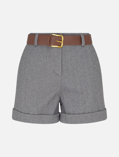 Shorts mit umgeschlagenem Saum und Zickzackmuster. - Grau