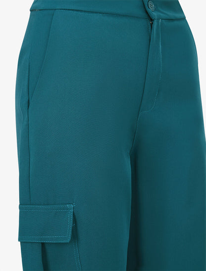 Pantalon droit à poches - Bleu canard - 3