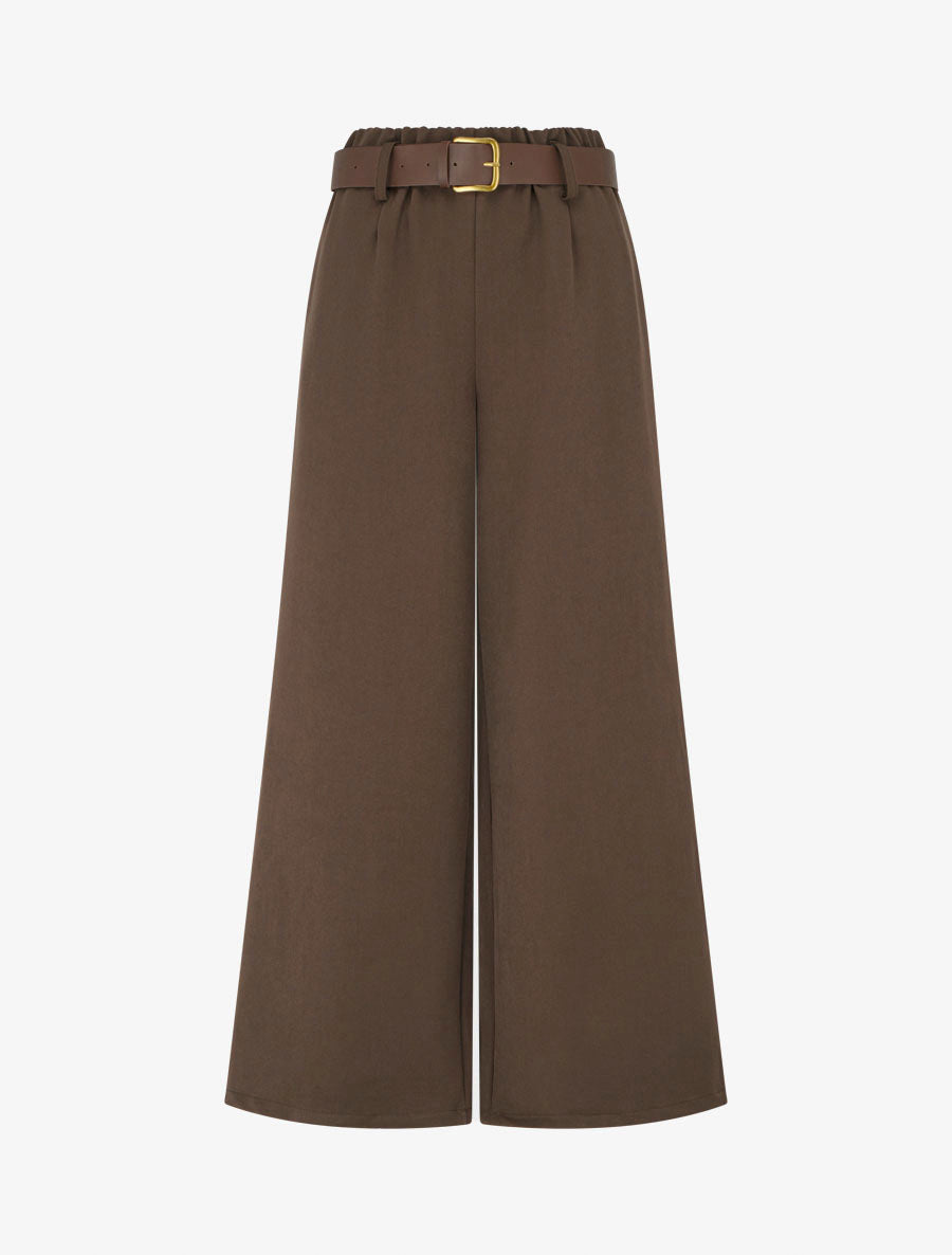 Elastische Hose mit weitem Schnitt - Braun