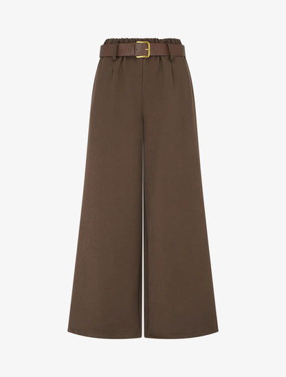 Elastische Hose mit weitem Schnitt - Braun