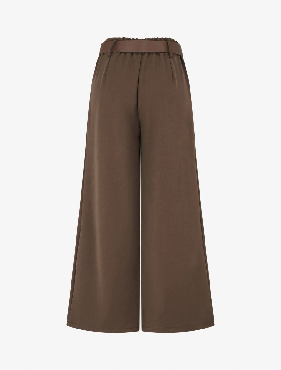Elastische Hose mit weitem Schnitt - Braun