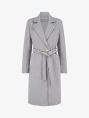 Manteau en laine mélangéee à col cranté - Gris - 1