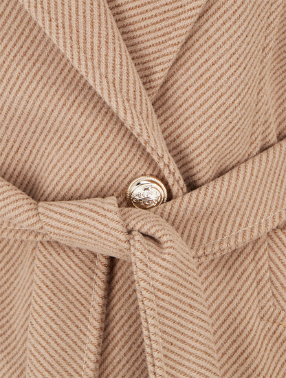 Manteau en laine mélangéee à col cranté - Camel - 3