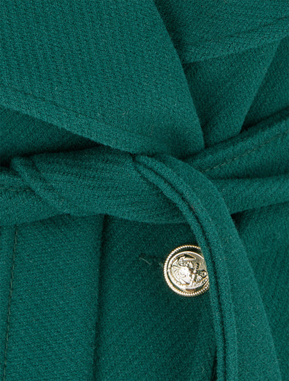 Manteau long ceinturé - Vert sapin - 3