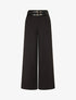 Pantalon wide leg à double ceintures - Noir - 1