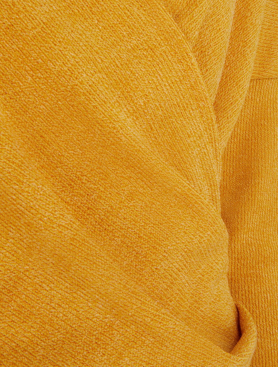 Pull fin uni à col cache-coeur - Jaune moutarde - 3