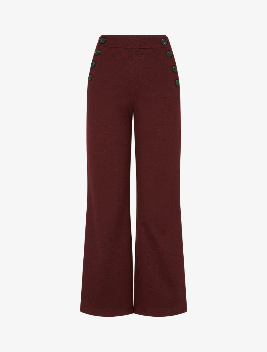 Gerade Marlenehose mit Zickzack-Print. - Bordeaux