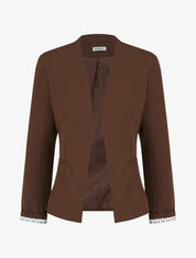 Gerade geschnittener Blazer mit Schulterpolstern - Braun