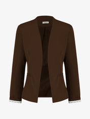 Gerade geschnittener Blazer mit Schulterpolstern - Braun