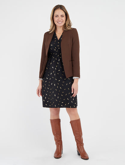 Gerade geschnittener Blazer mit Schulterpolstern - Braun