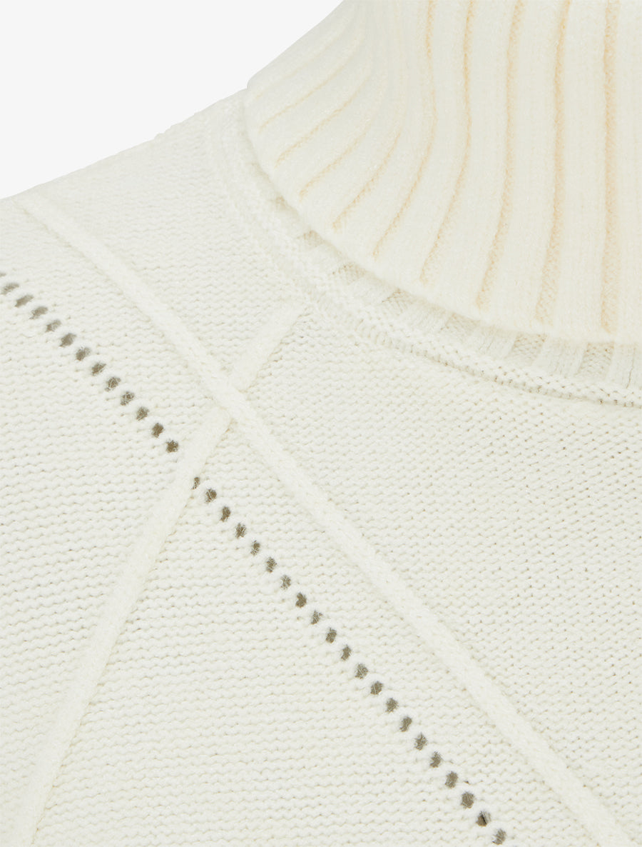 Pull uni à motif texturé géométrique - Crème - 3