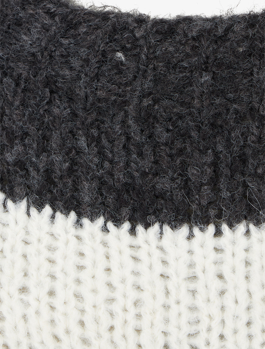 Pull rayé à col rond - Noir - 3