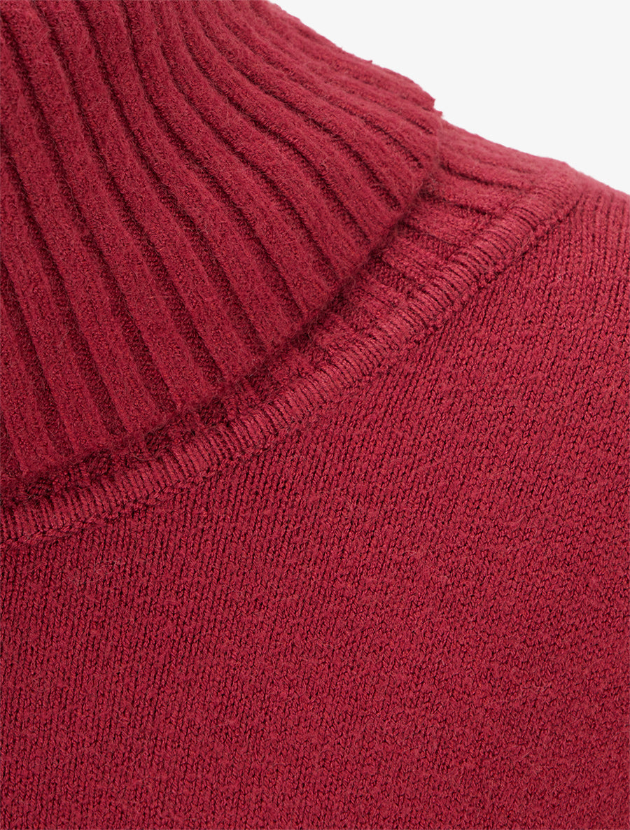 Pull long uni à poches - Bordeaux - 3