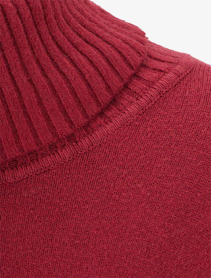 Pull long uni à poches - Bordeaux - 3