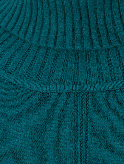 Pull long uni à poches - Bleu canard - 3