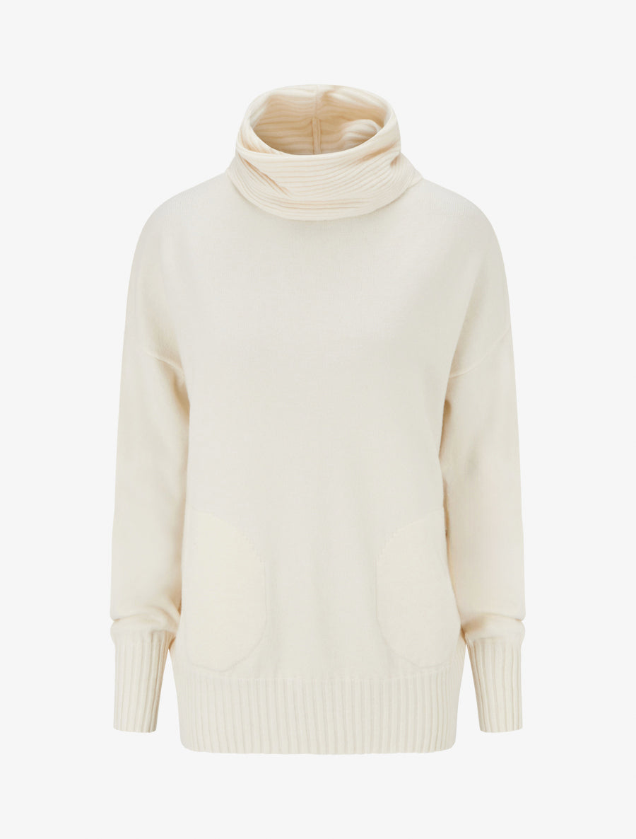 Pull droit à col roulé lâche - Crème - 1