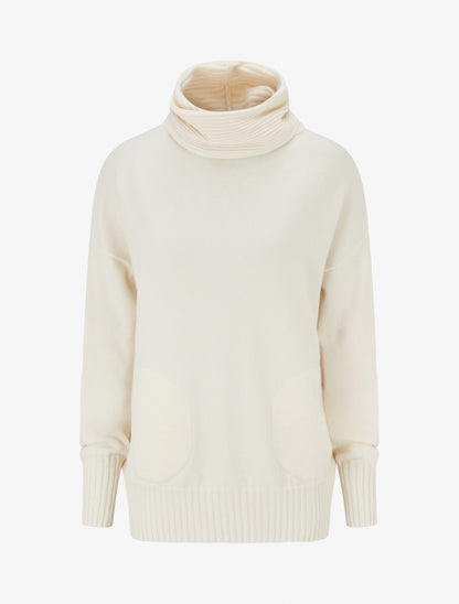 Pull droit à col roulé lâche - Crème - 1