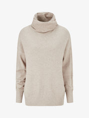 Pull droit à col roulé lâche - Taupe clair - 1