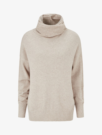 Pull droit à col roulé lâche - Taupe clair - 1