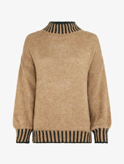 Pull en maille à col montant - Camel - 1