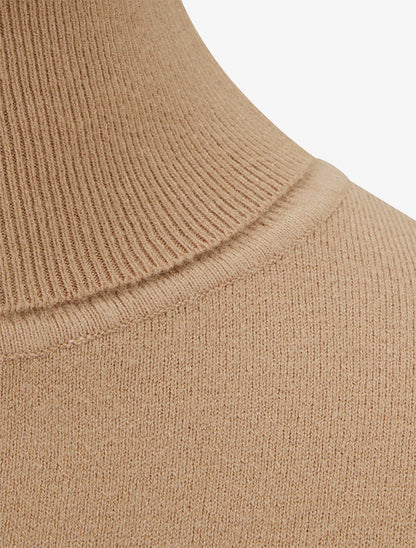 Pull fin à col roulé et boutons décoratifs - Camel - 3