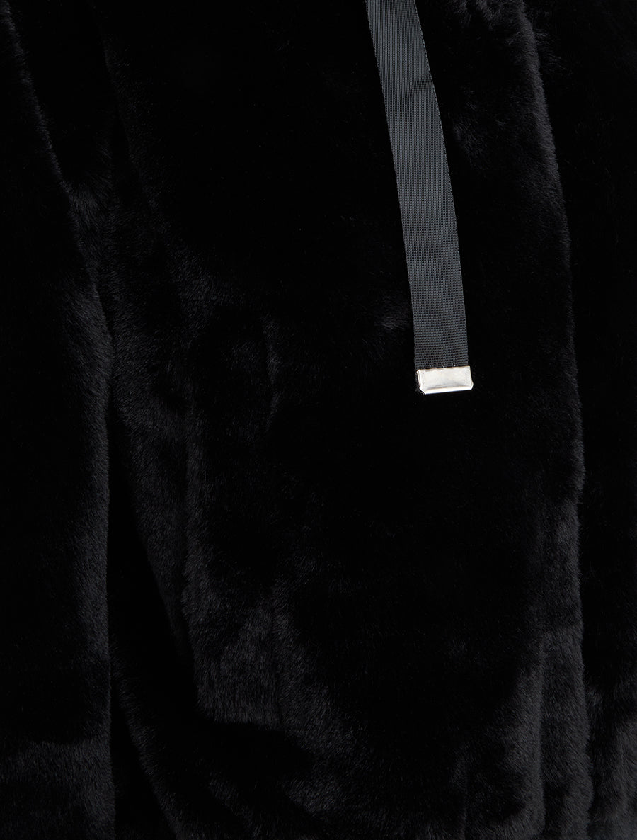 Blouson ample en fourrure synthétique - Noir - 3