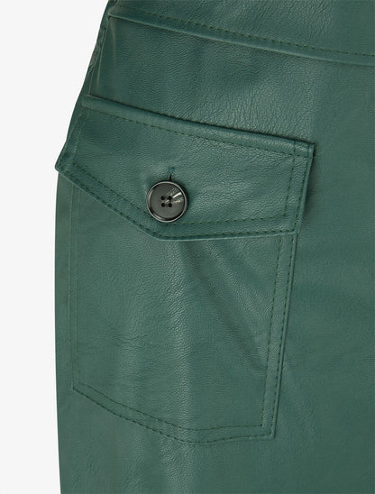 Jupe longue en simili effet portefeuille - Vert - 3