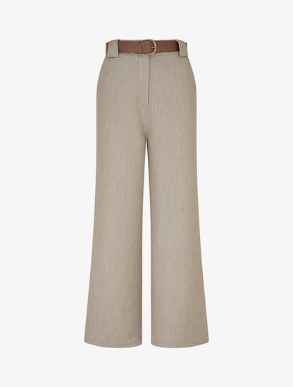 Pantalon droit fluide uni - Taupe - 1