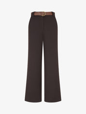 Pantalon droit fluide uni - Marron - 1