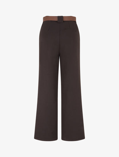 Pantalon droit fluide uni - Marron - 2