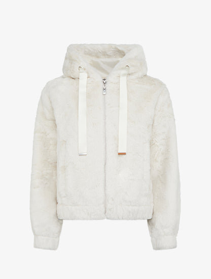 Blouson ample en fourrure synthétique - Blanc - 1