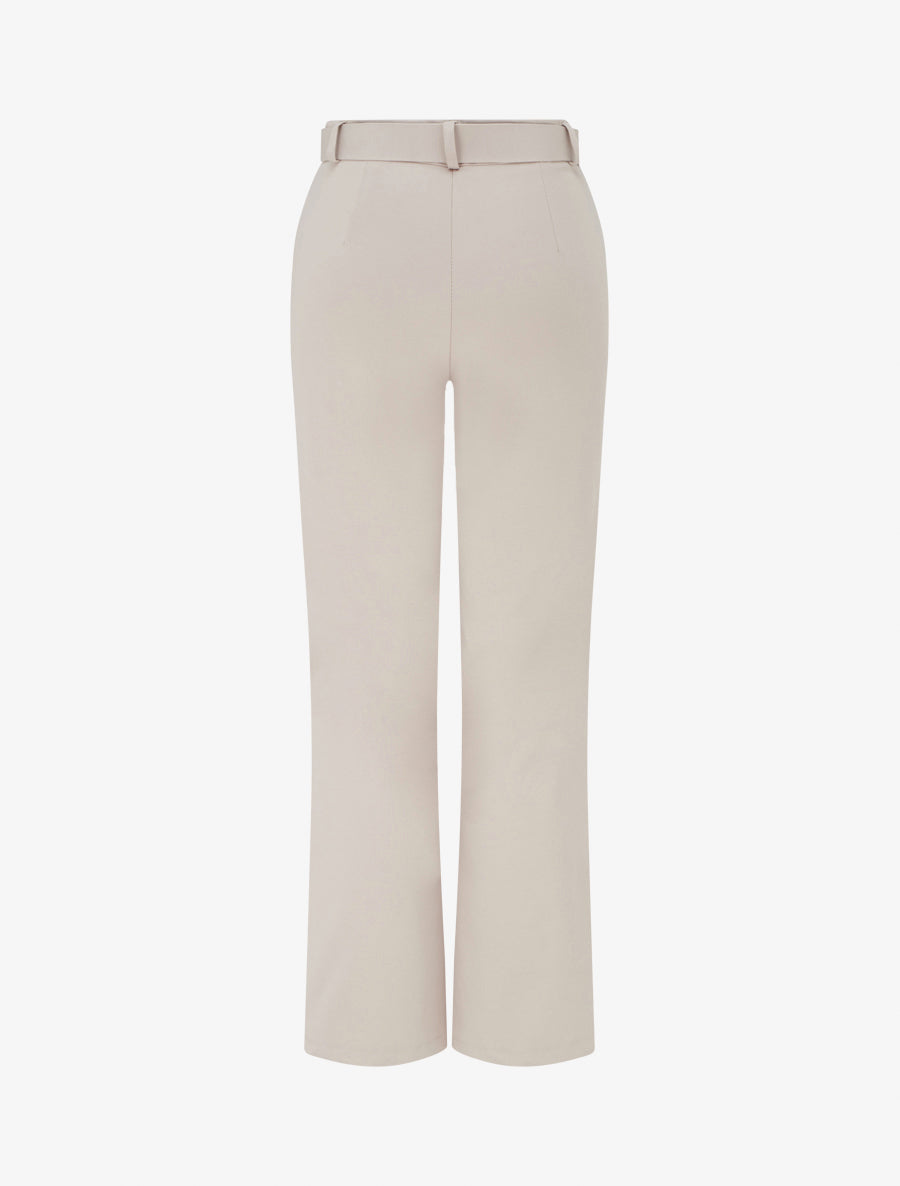 Pantalon droit ceinturé - Beige - 2