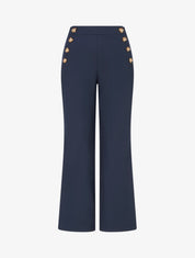 Pantalon droit à fermeture boutonnée sur les côtés - Marine - 1