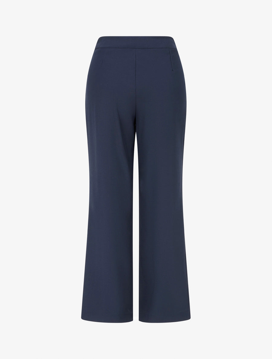 Pantalon droit à fermeture boutonnée sur les côtés - Marine - 2