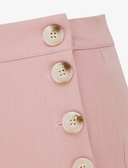Pantalon droit à fermeture boutonnée sur les côtés - Rose - 3