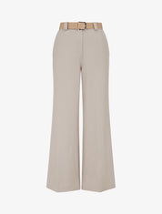 Pantalon droit uni élastiqué - Taupe - 1