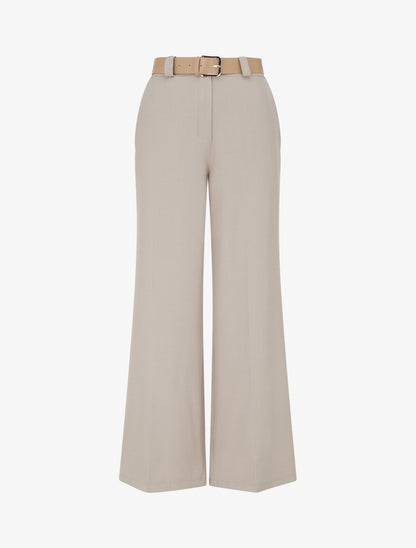 Pantalon droit uni élastiqué - Taupe - 1