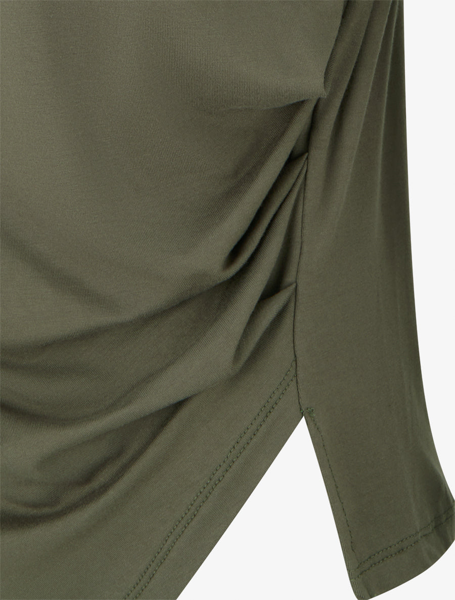 Top uni asymétrique à col rond - Kaki - 3