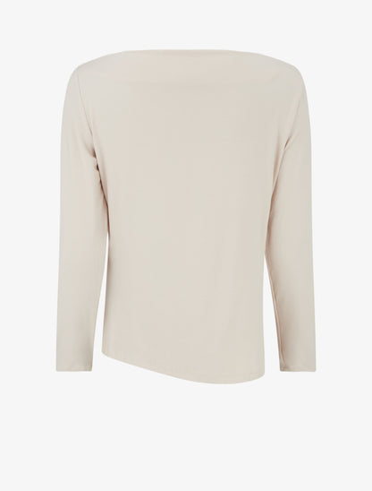 Top uni asymétrique à col rond - Beige - 2